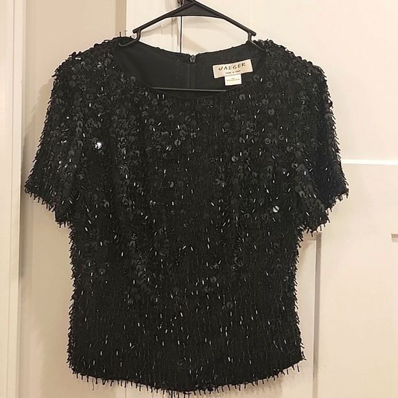 Jaeger Black Sequin Top - Picture 1 of 4